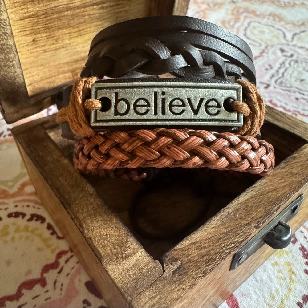 𝗡𝗘𝗪 Braided Leather Bracelets (Set of 3)